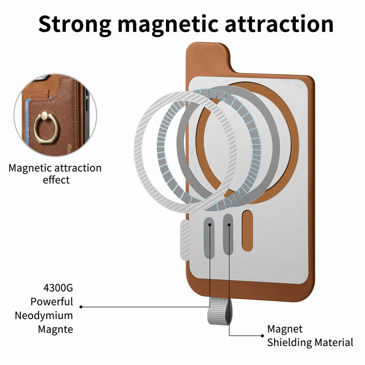 B5 For iPhone 16 Pro Case 2-in-1 Magnetic Detachable Card Holder Leather+TPU Phone Cover - Brown