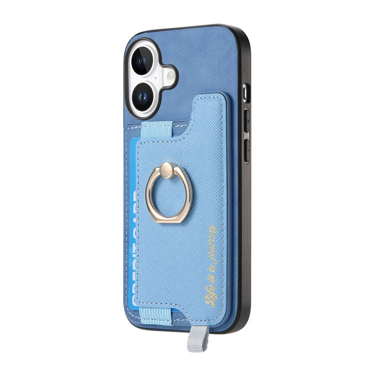 B5 For iPhone 16 Case 2-in-1 Magnetic Detachable Card Holder Leather+TPU Phone Cover - Blue