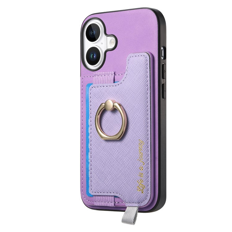 B5 For iPhone 16 Case 2-in-1 Magnetic Detachable Card Holder Leather+TPU Phone Cover - Purple