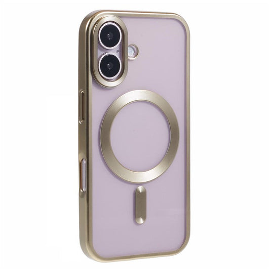 For iPhone 16 Plus Case Matte Electroplating Phone Cover Compatible with MagSafe - Yellow