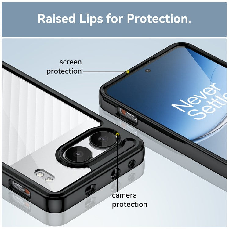 For OnePlus Nord 4 Shockproof Case TPU +Acrylic Protective Clear Phone Cover - Black