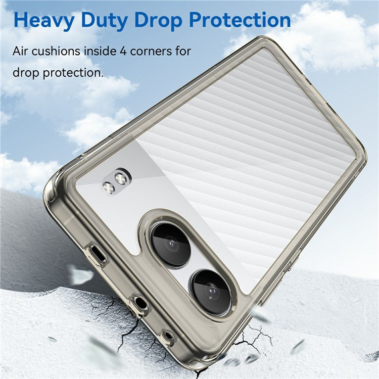 For OnePlus Nord 4 Shockproof Case TPU +Acrylic Protective Clear Phone Cover - Transparent Grey