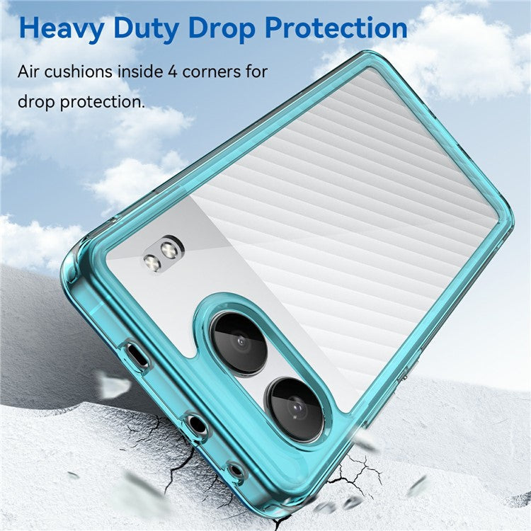 For OnePlus Nord 4 Shockproof Case TPU +Acrylic Protective Clear Phone Cover - Transparent Blue