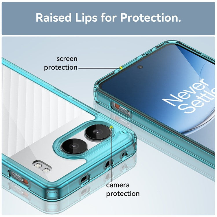 For OnePlus Nord 4 Shockproof Case TPU +Acrylic Protective Clear Phone Cover - Transparent Blue