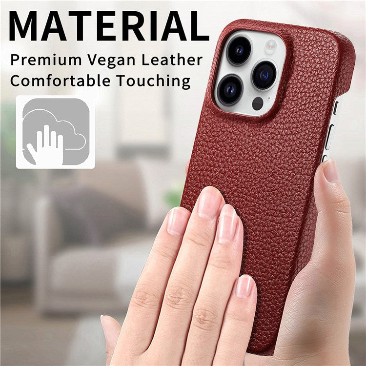 Y5 For iPhone 16 Pro Case Litchi Texture Leather+TPU Slim Phone Cover - Red