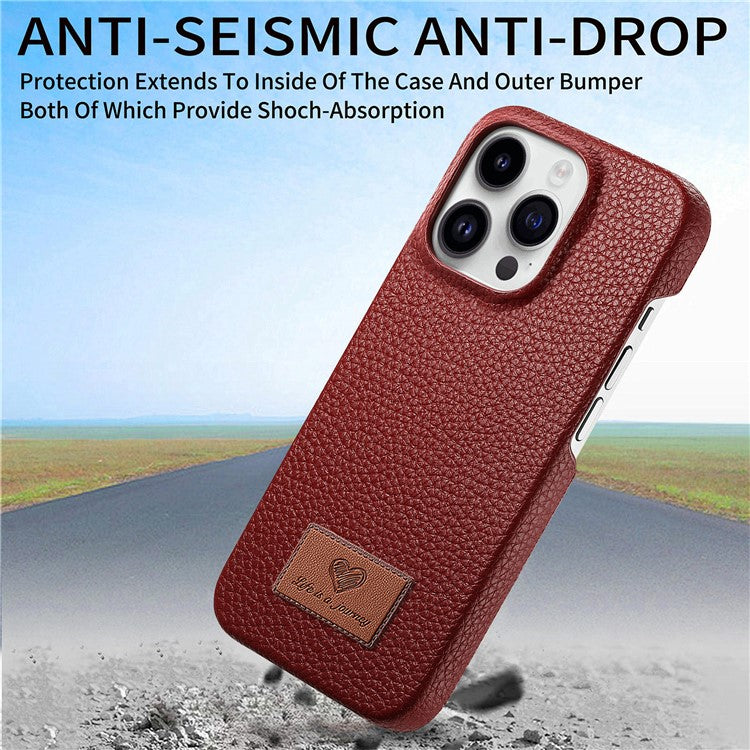 Y5 For iPhone 16 Pro Case Litchi Texture Leather+TPU Slim Phone Cover - Red
