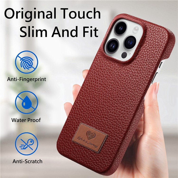 Y5 For iPhone 16 Pro Case Litchi Texture Leather+TPU Slim Phone Cover - Red