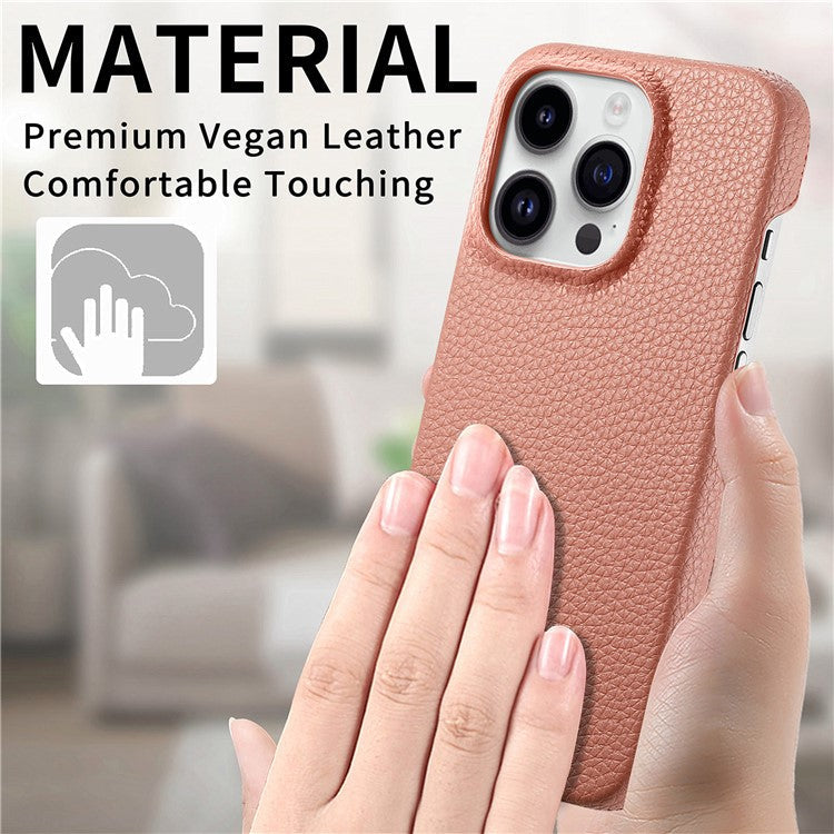 Y1 For iPhone 16 Pro Case Shockproof Litchi Texture Leather+PC Phone Cover - Pink