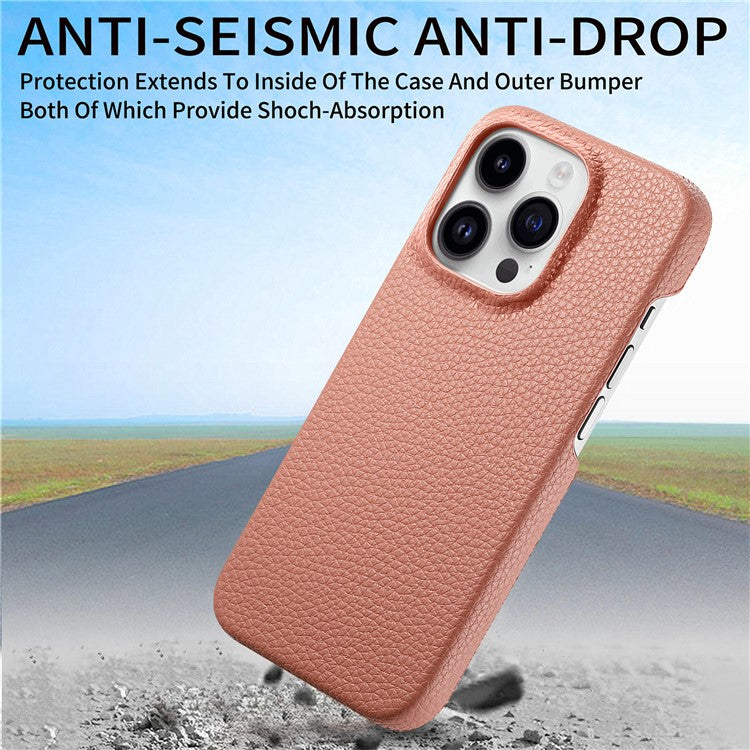 Y1 For iPhone 16 Pro Case Shockproof Litchi Texture Leather+PC Phone Cover - Pink
