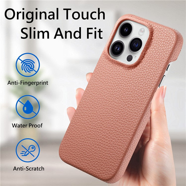 Y1 For iPhone 16 Pro Case Shockproof Litchi Texture Leather+PC Phone Cover - Pink