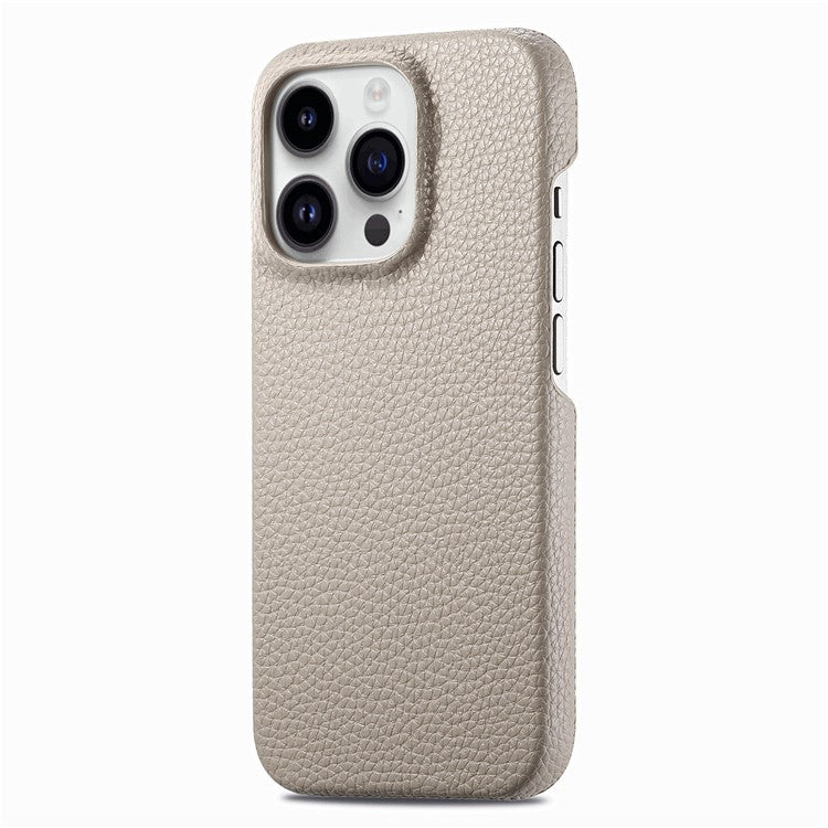 Y1 For iPhone 16 Pro Case Shockproof Litchi Texture Leather+PC Phone Cover - Khaki Grey