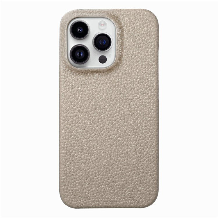 Y1 For iPhone 16 Pro Case Shockproof Litchi Texture Leather+PC Phone Cover - Khaki Grey