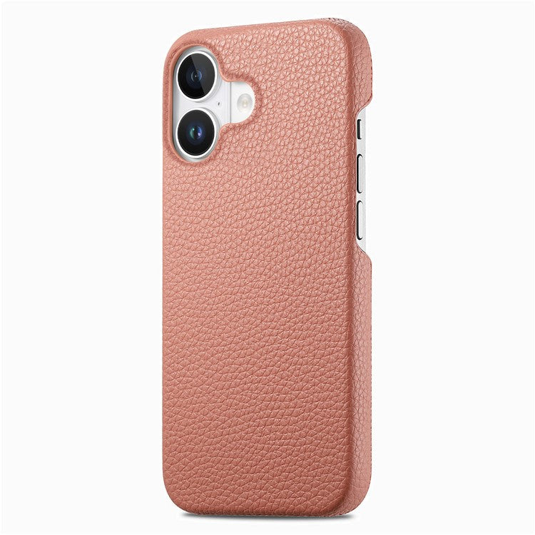 Y1 For iPhone 16 Case Shockproof Litchi Texture Leather+PC Phone Cover -  Pink