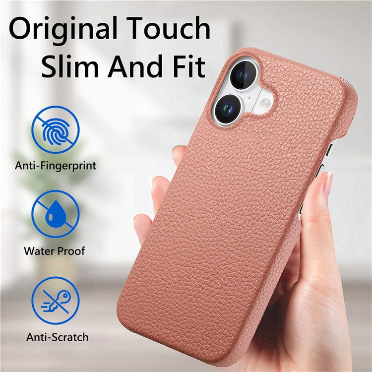 Y1 For iPhone 16 Case Shockproof Litchi Texture Leather+PC Phone Cover -  Pink
