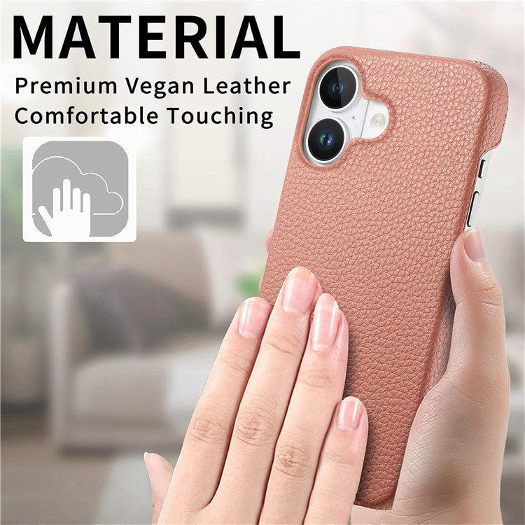 Y1 For iPhone 16 Case Shockproof Litchi Texture Leather+PC Phone Cover -  Pink