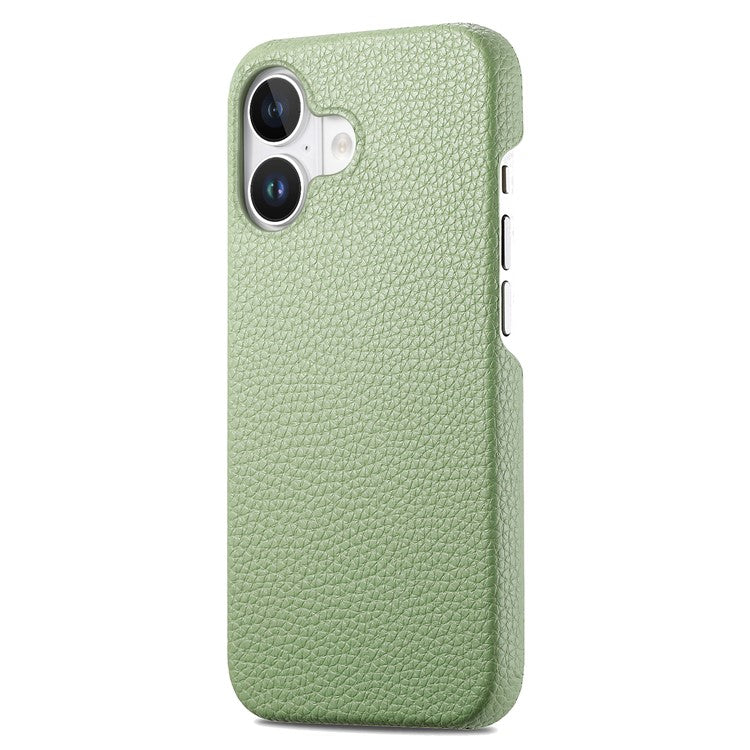 Y1 For iPhone 16 Case Shockproof Litchi Texture Leather+PC Phone Cover - Matcha Green