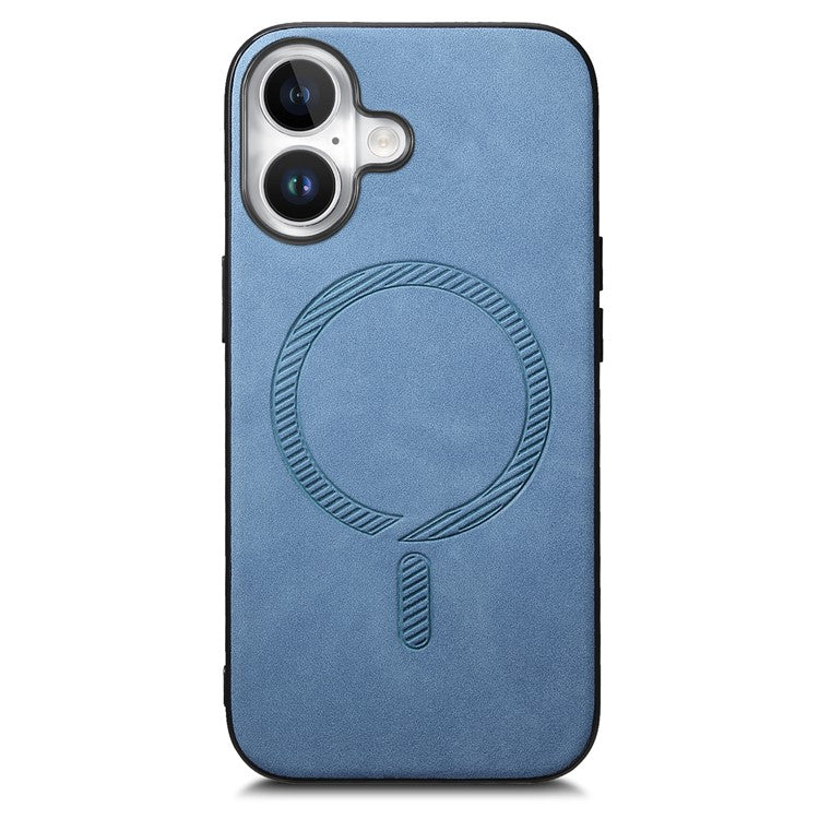 B1 For iPhone 16 Leather Back Case Compatible with MagSafe Skin-Touch Phone Cover - Blue
