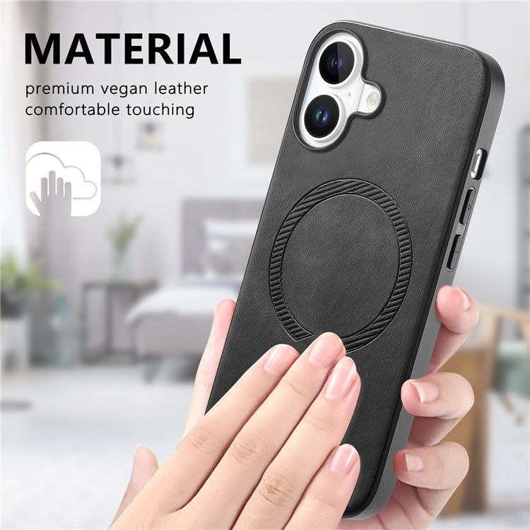 B1 For iPhone 16 Leather Back Case Compatible with MagSafe Skin-Touch Phone Cover - Blue