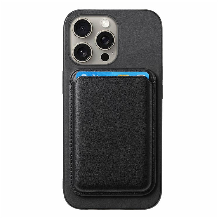 B2 For iPhone 16 Pro Case Detachable Magnetic Card Bag Leather+TPU Phone Cover - Black