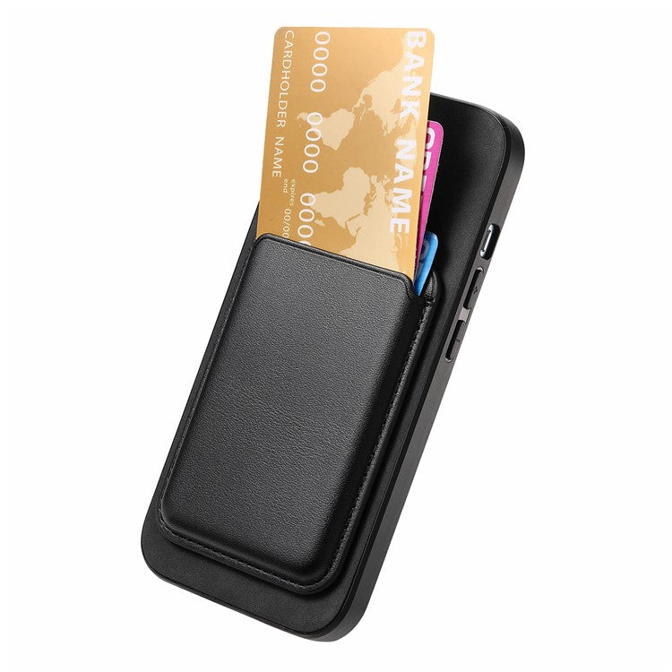B2 For iPhone 16 Pro Case Detachable Magnetic Card Bag Leather+TPU Phone Cover - Black