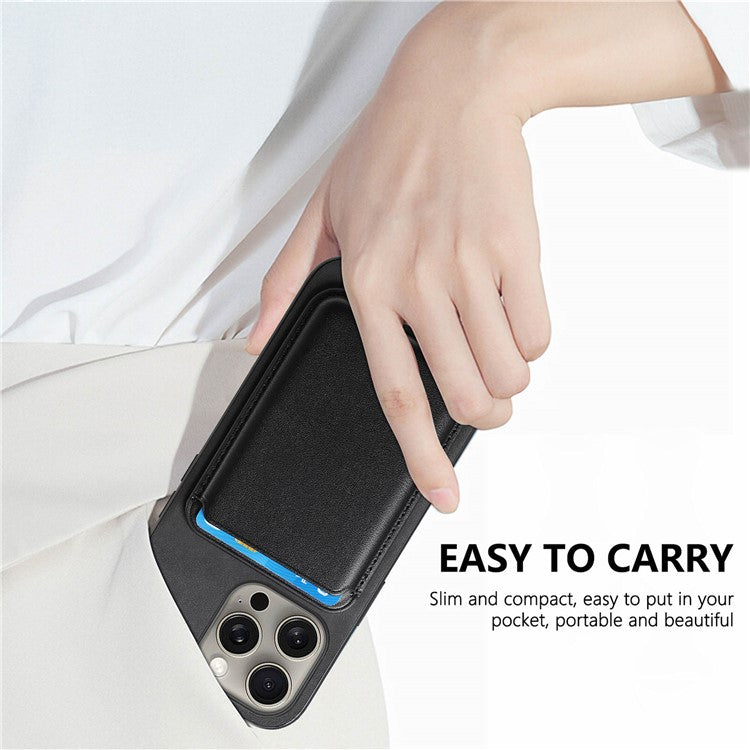 B2 For iPhone 16 Pro Case Detachable Magnetic Card Bag Leather+TPU Phone Cover - Black