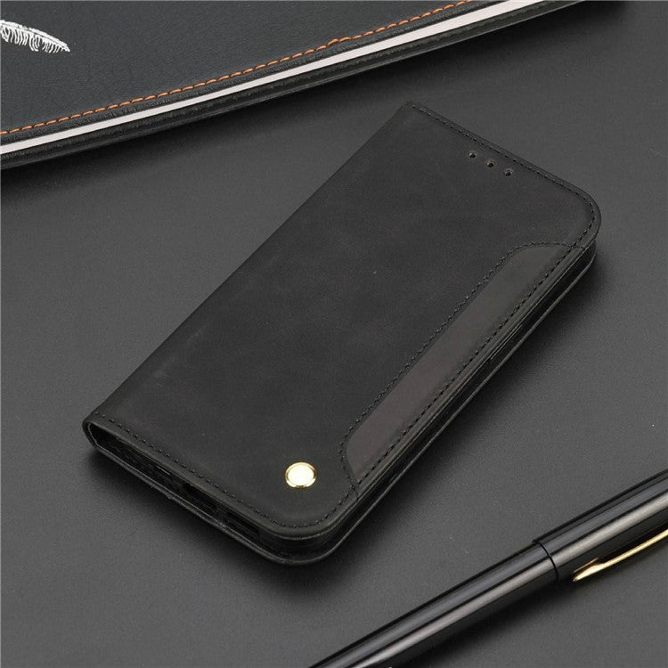 For Asus Zenfone 9 5G Anti-drop Splicing Phone Case PU Leather Magnetic Auto-absorbed Skin-touch Feeling Phone Wallet Cover with Stand - Black
