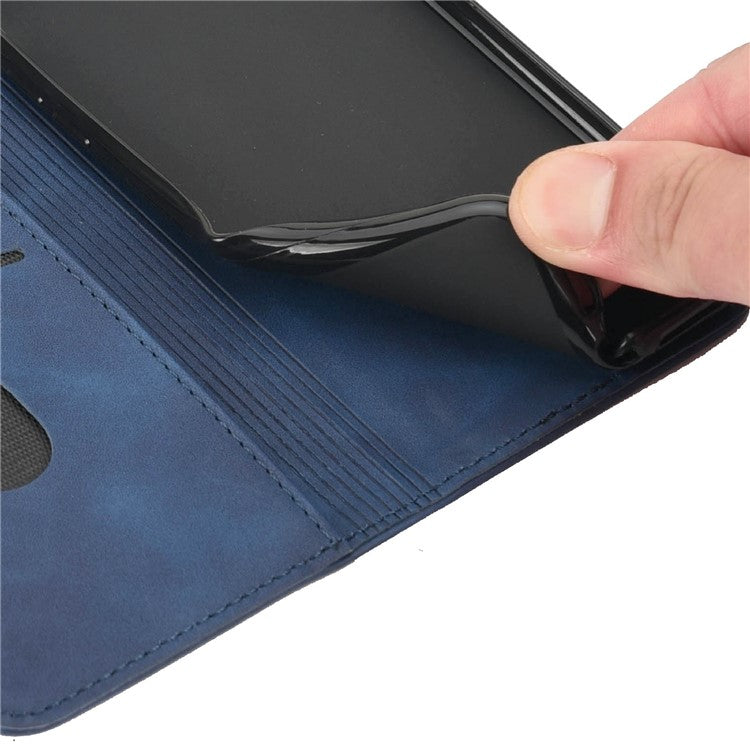 For Asus Zenfone 9 5G Anti-drop Splicing Phone Case PU Leather Magnetic Auto-absorbed Skin-touch Feeling Phone Wallet Cover with Stand - Blue