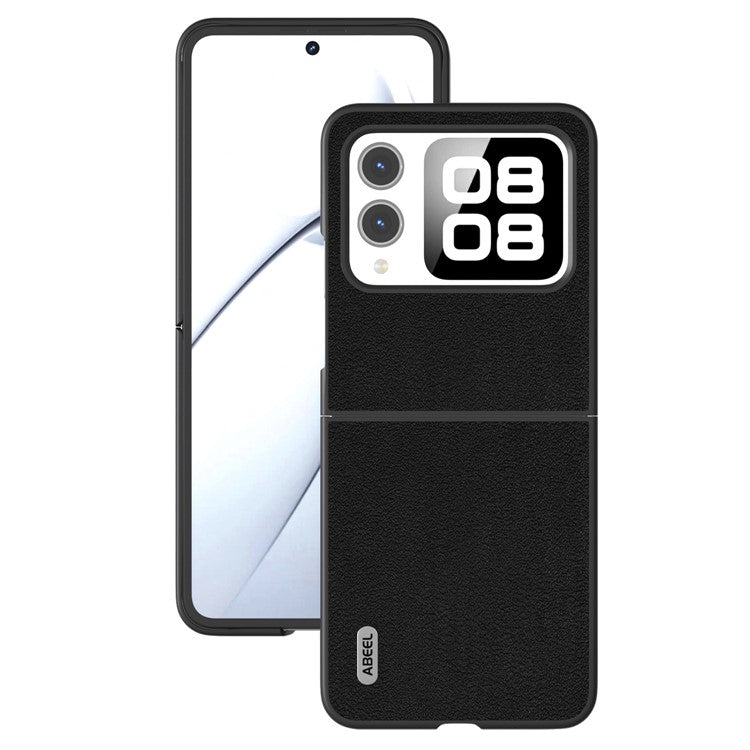 ABEEL For Huawei nova Flip 5G Case Anti-Scratch Genuine Cow Leather Back Phone Cover - Black