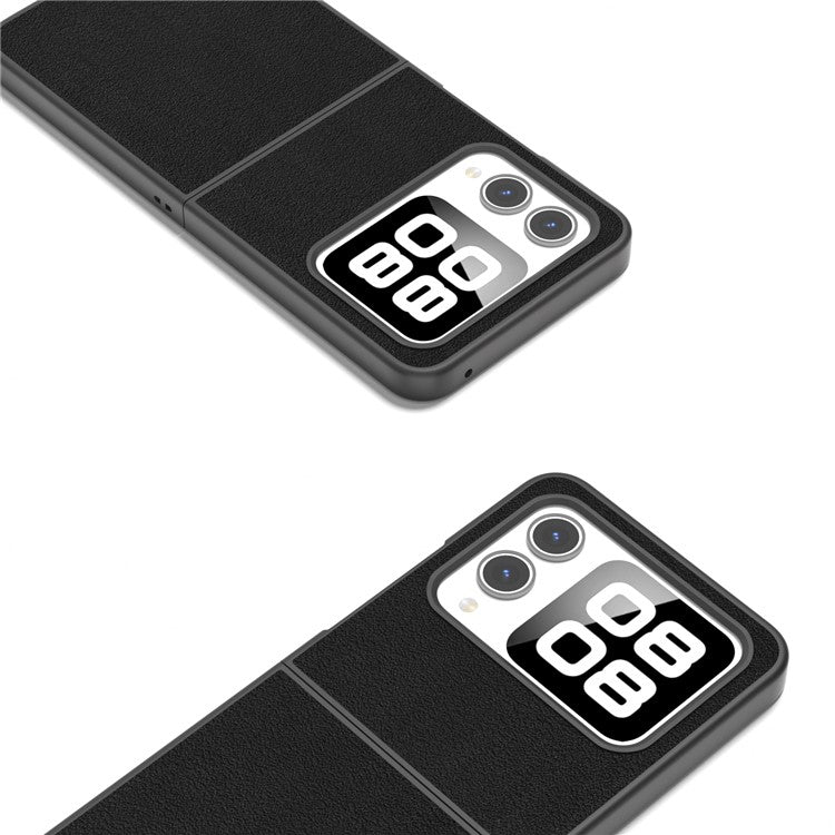 ABEEL For Huawei nova Flip 5G Case Anti-Scratch Genuine Cow Leather Back Phone Cover - Black