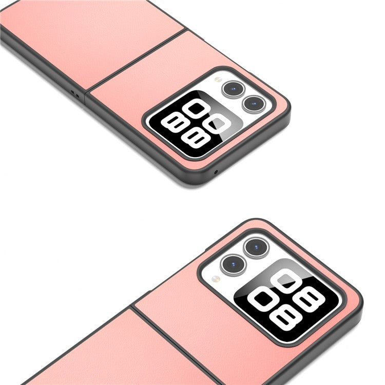 ABEEL For Huawei nova Flip 5G Case Anti-scratch Genuine Cow Leather Back Phone Cover - Pink