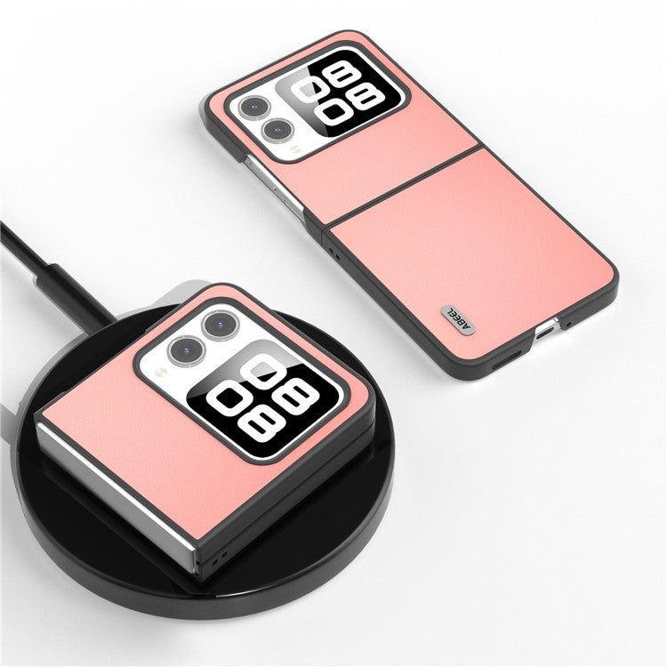 ABEEL For Huawei nova Flip 5G Case Anti-scratch Genuine Cow Leather Back Phone Cover - Pink