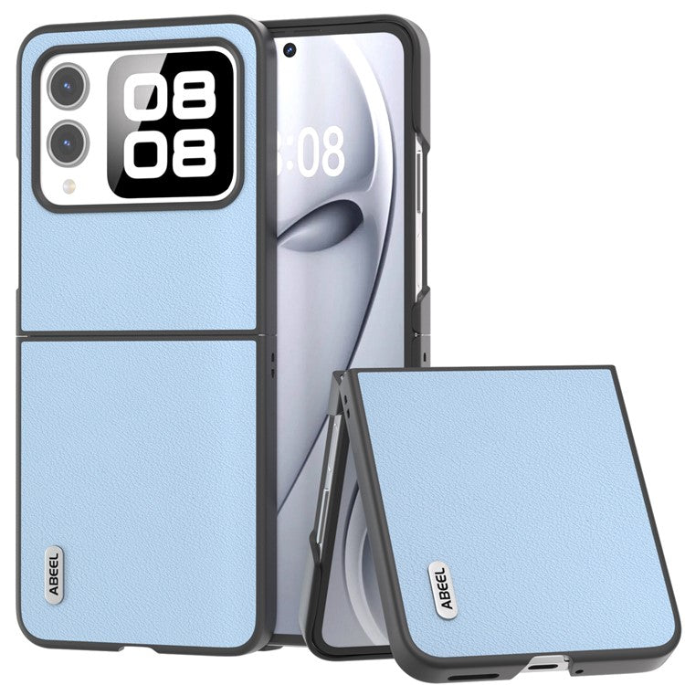 ABEEL For Huawei nova Flip 5G Case Anti-scratch Genuine Cow Leather Back Phone Cover - Blue