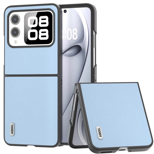 ABEEL For Huawei nova Flip 5G Case Anti-scratch Genuine Cow Leather Back Phone Cover - Blue