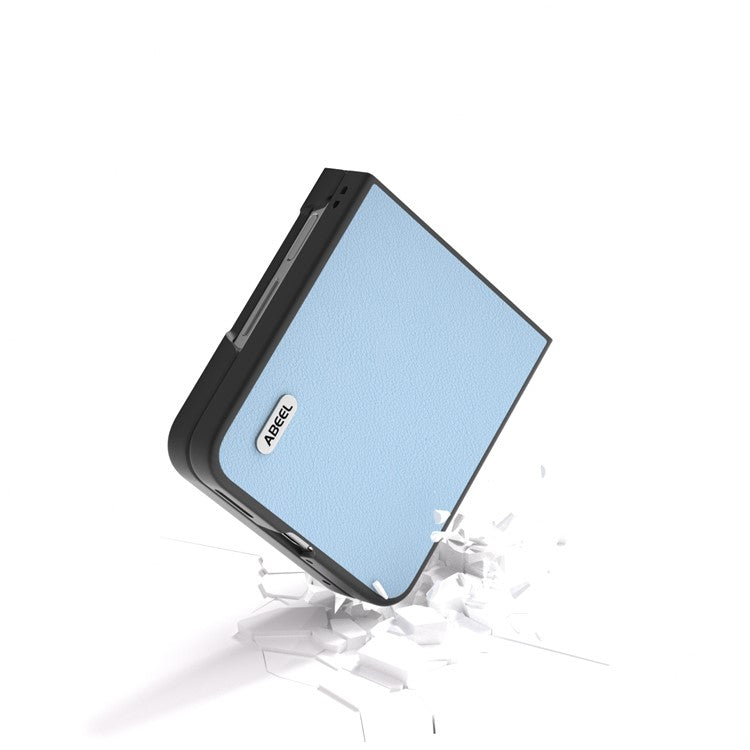 ABEEL For Huawei nova Flip 5G Case Anti-scratch Genuine Cow Leather Back Phone Cover - Blue