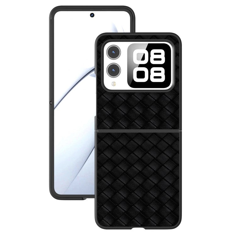 For Huawei nova Flip 5G Case Woven Texture PU Leather Coated PC Mobile Phone Cover - Black
