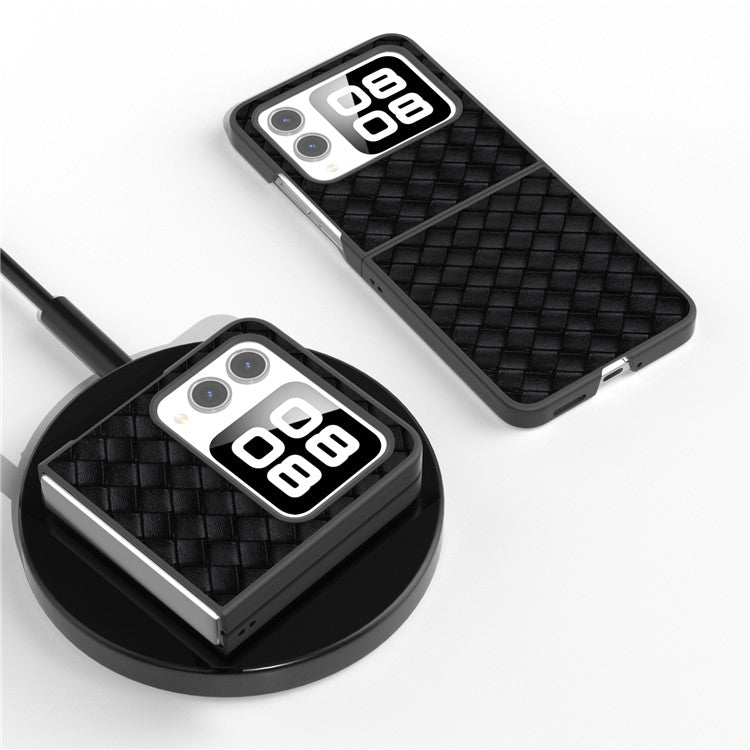 For Huawei nova Flip 5G Case Woven Texture PU Leather Coated PC Mobile Phone Cover - Black