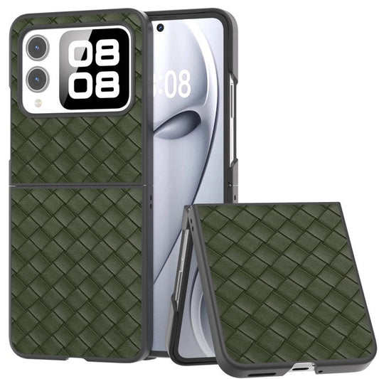 For Huawei nova Flip 5G Case Woven Texture PU Leather Coated PC Mobile Phone Cover - Green