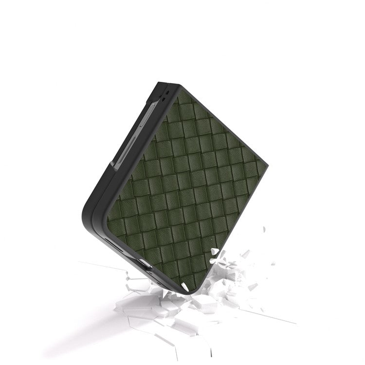 For Huawei nova Flip 5G Case Woven Texture PU Leather Coated PC Mobile Phone Cover - Green