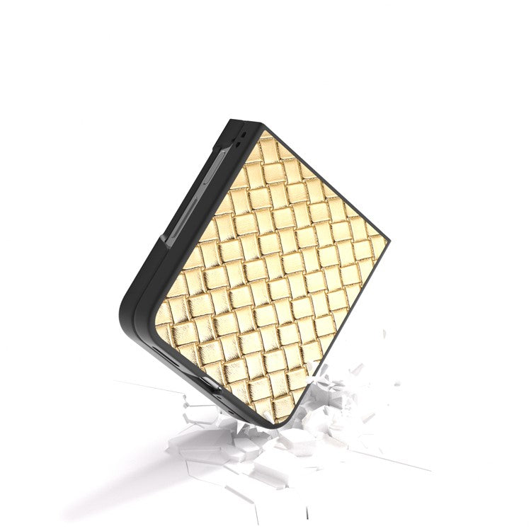 For Huawei nova Flip 5G Case Woven Texture PU Leather Coated PC Mobile Phone Cover - Gold