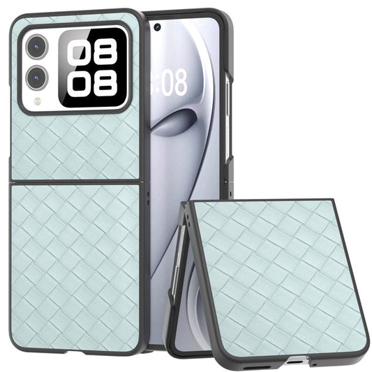 For Huawei nova Flip 5G Case Woven Texture PU Leather Coated PC Mobile Phone Cover - Light Green