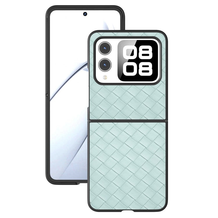 For Huawei nova Flip 5G Case Woven Texture PU Leather Coated PC Mobile Phone Cover - Light Green
