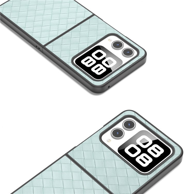 For Huawei nova Flip 5G Case Woven Texture PU Leather Coated PC Mobile Phone Cover - Light Green