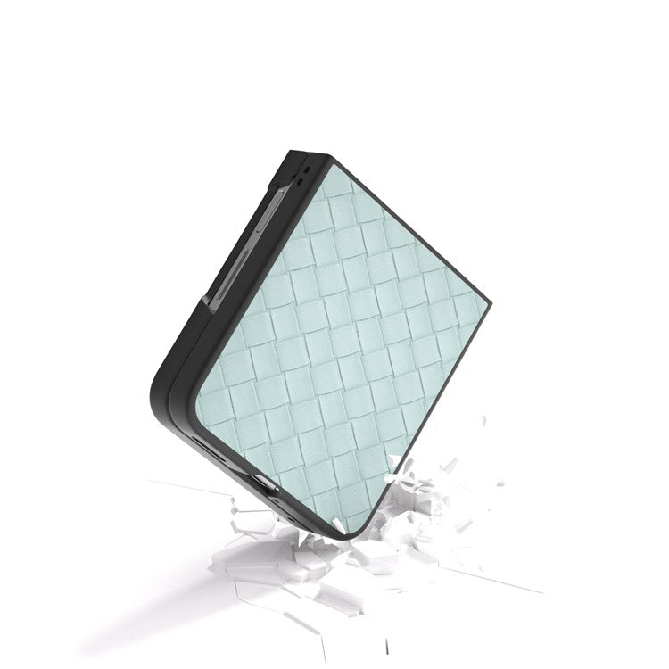 For Huawei nova Flip 5G Case Woven Texture PU Leather Coated PC Mobile Phone Cover - Light Green