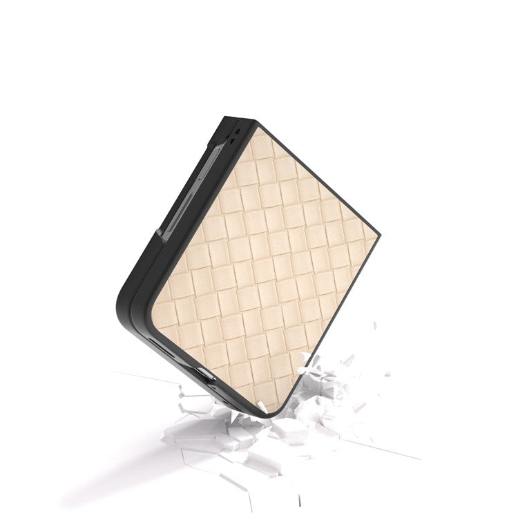 For Huawei nova Flip 5G Case Woven Texture PU Leather Coated PC Mobile Phone Cover - Beige