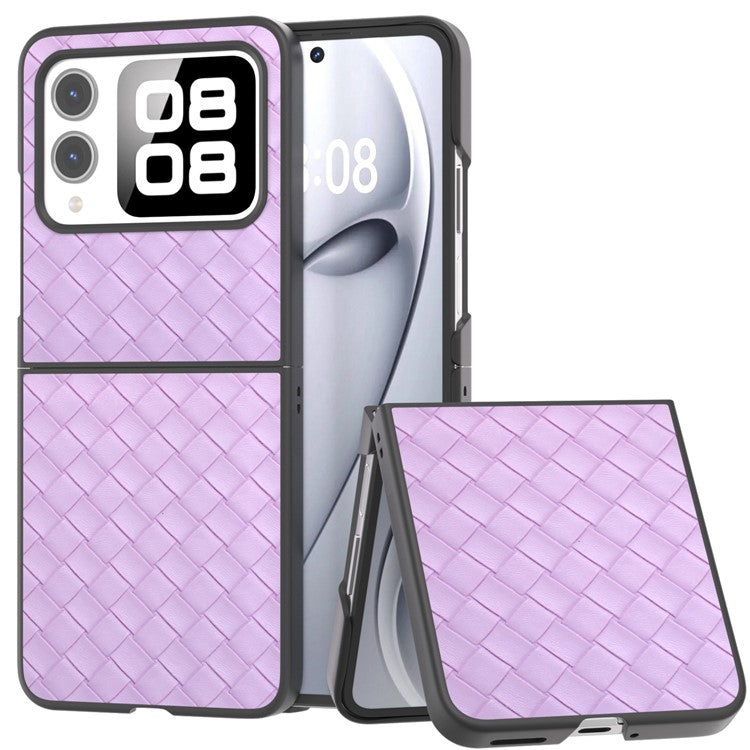 For Huawei nova Flip 5G Case Woven Texture PU Leather Coated PC Mobile Phone Cover - Purple