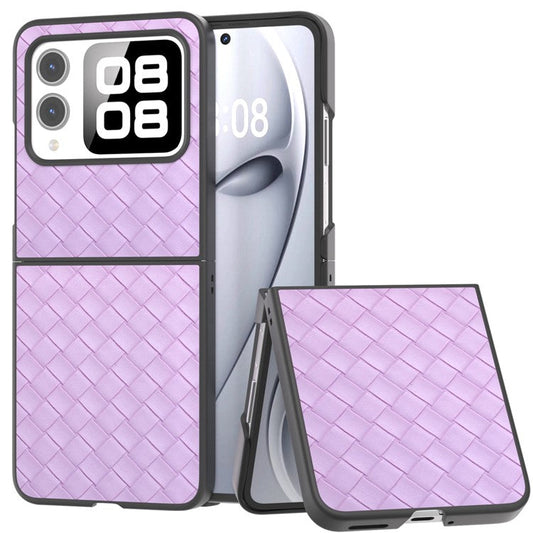 For Huawei nova Flip 5G Case Woven Texture PU Leather Coated PC Mobile Phone Cover - Purple
