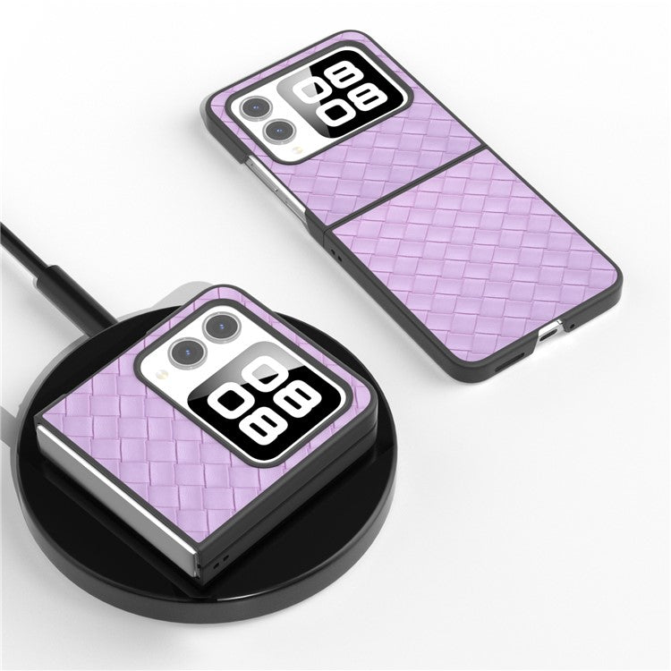 For Huawei nova Flip 5G Case Woven Texture PU Leather Coated PC Mobile Phone Cover - Purple