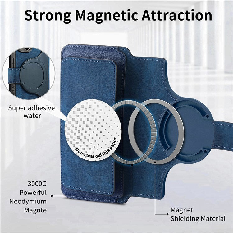 CASENEO MW-02 For iPhone 16 Pro Leather Case Detachable Magnetic Phone Cover - Dark Blue