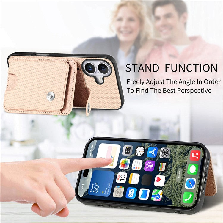 Style B C1-06 For iPhone 16 Plus Case Card Holder Leather+PC+TPU Phone Cover with Card Knife - Green