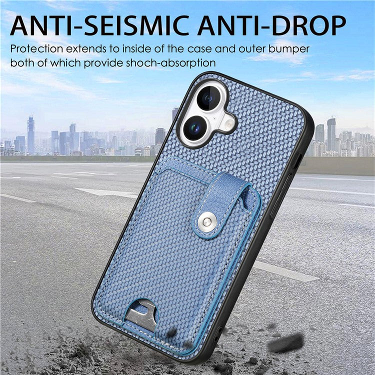 Style B C1-06 For iPhone 16 Plus Case Card Holder Leather+PC+TPU Phone Cover with Card Knife - Green